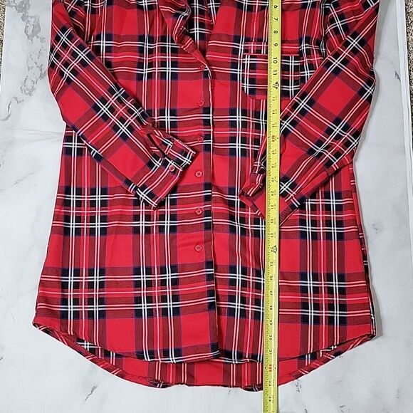 Pink Lily Black & Red Plaid Button Front Sleep Shirt - Picture 6 of 7